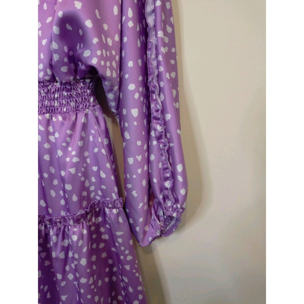 Women's Floral Boho MIni Dress Size Medium Purple Lilac - Picture 5 of 11